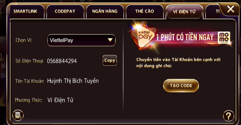 Cách nạp tiền vào cổng game Sunwin bằng ví điện tử nạp tiền Sunwin